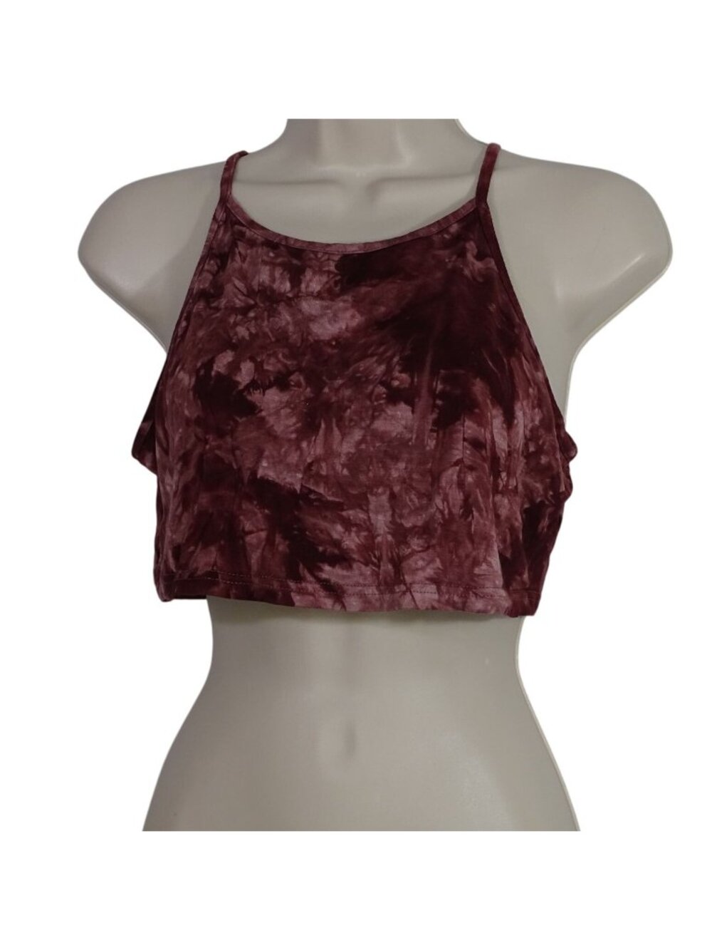 Shein Curve Tie Dye Burgundy Cropped Tank Top Women Size 1XL 14 Sleeveless